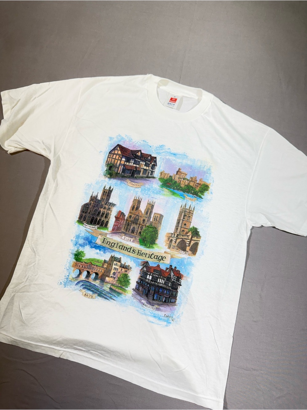 Vintage England's Heritage Graphic Tee - White